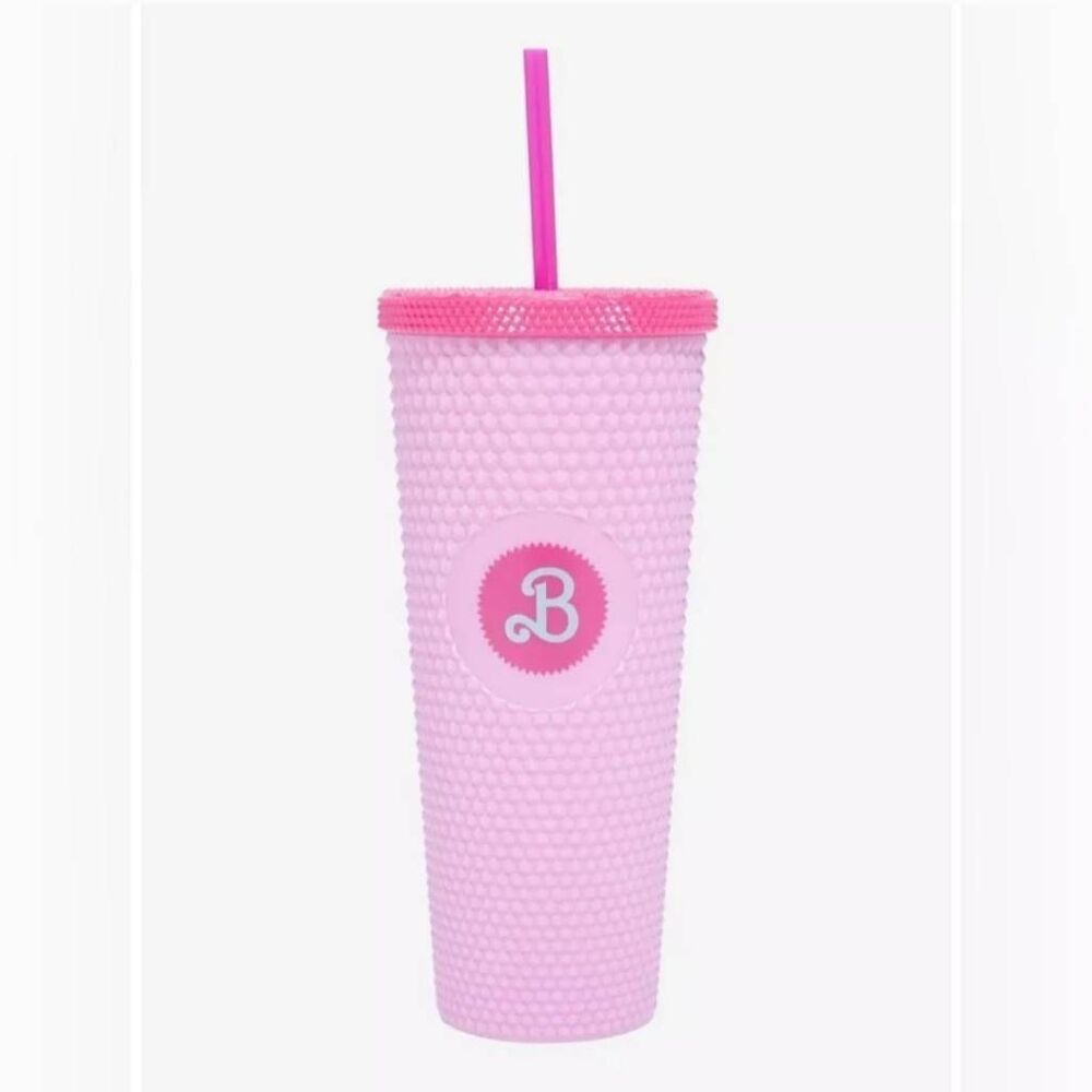 Barbie Set of 3 Pink Large Pyramid Acrylic Travel Cups